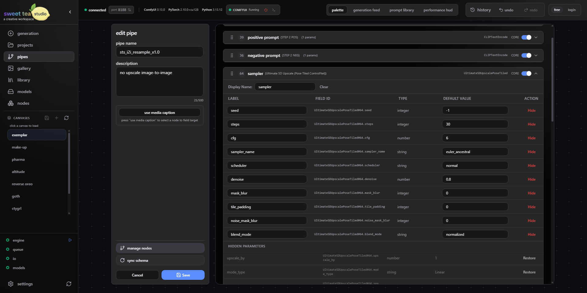 Desk sync and pipe library in Sweet Tea Studio